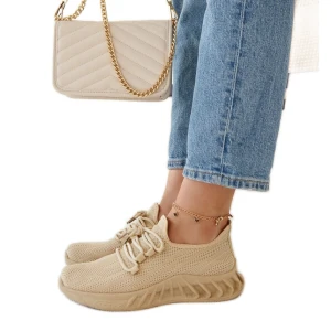 Beżowe materiałowe sneakersy Weekley beżowy Inna marka