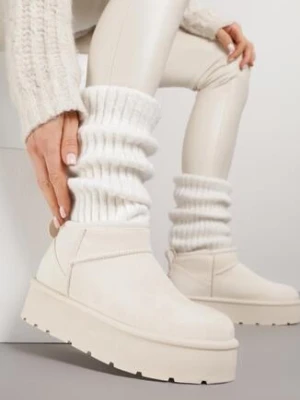 Beżowe Mocno Ocieplane Śniegowce Wsuwane na Grubej Podeszwie Oriphesi ballada