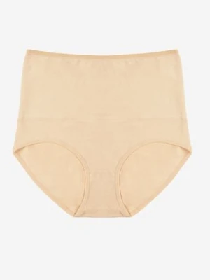 Beżowe Modelujące Majtki z Bawełny High Waist Nilionea love magnolia