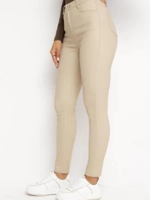 Beżowe Modelujące Spodnie Skinny z Kieszeniami Envoi daysie