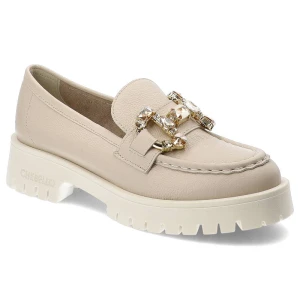 Beżowe Mokasyny Chebello Eleganckie Obuwie Damskie