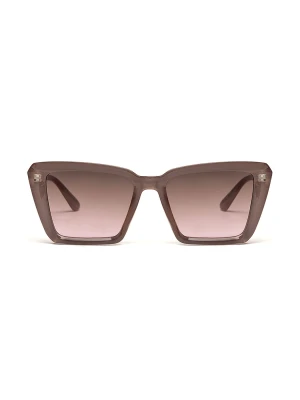 Beżowe okulary przeciwsłoneczne ze złotymi detalami