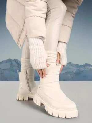 Beżowe Pikowane Śniegowce na Niskiej Platformie z Ekoskóry Vrata vices