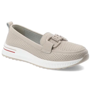 Beżowe Półbuty S.Barski Obuwie Damskie Ze Skóry Naturalnej