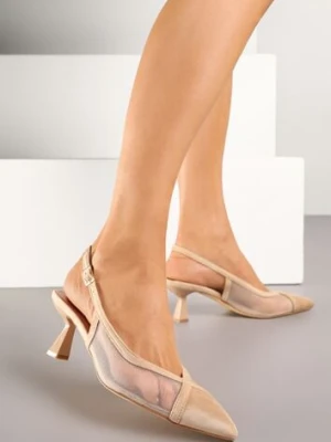 Beżowe Przezroczyste Sandały Vices na Kaczuszce Typu Slingback Atilessa