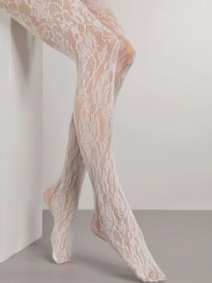 Beżowe Rajstopy Koronkowe w Eleganckim Stylu Fihanoriel
