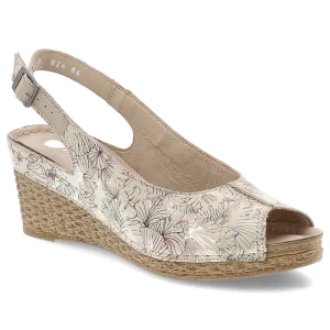 Zdjęcie produktu Beżowe Sandały Armodo Eleganckie Obuwie Damskie Na Koturnie