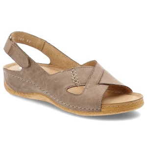 Beżowe Sandały Armodo Skórzane Płaskie Obuwie Damskie