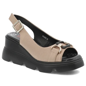 Beżowe Sandały Artiker Modne Obuwie Damskie Na Koturnie