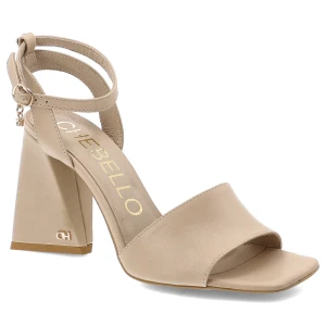 Beżowe Sandały Chebello Eleganckie Obuwie Damskie