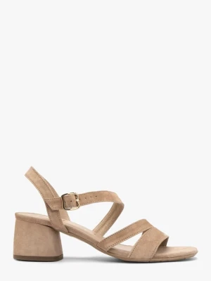 Beżowe sandały damskie na klocku Ryłko