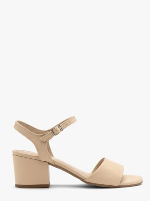 Beżowe sandały damskie na obcasie Ryłko