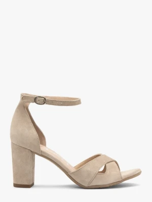 Beżowe sandały damskie na obcasie Ryłko