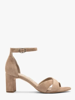 Beżowe sandały damskie na obcasie Ryłko