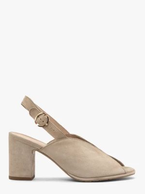Beżowe sandały damskie na obcasie Ryłko