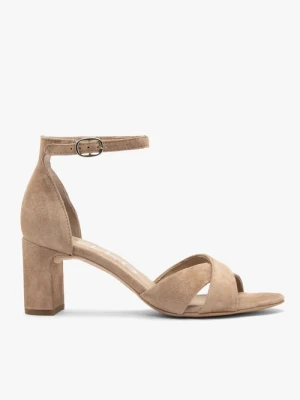 Beżowe sandały damskie na obcasie Ryłko