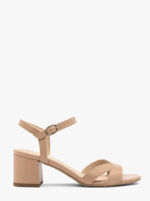 Beżowe sandały damskie na słupku Ryłko
