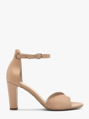 Beżowe sandały damskie na słupku Ryłko