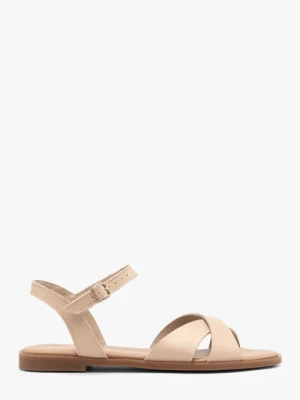 Beżowe sandały damskie płaskie Ryłko