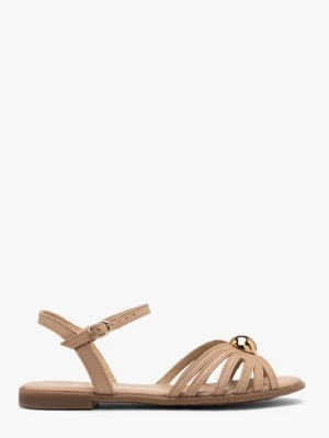 Beżowe sandały damskie płaskie Ryłko