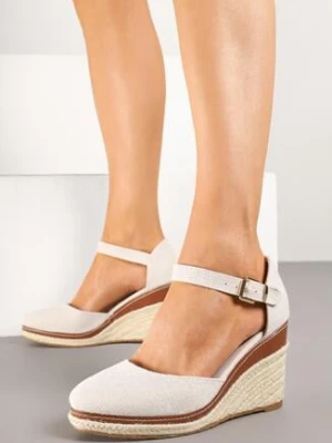 Beżowe Sandały Espadryle na Plecionym Koturnie Alanilis lady glory