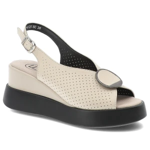 Beżowe Sandały Filippo Stylowe Obuwie Damskie Na Koturnie