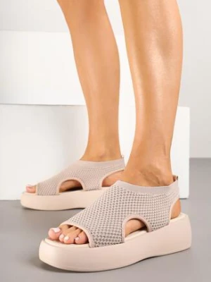 Beżowe Sandały na Grubej Podeszwie z Wycięciami Raneve givana