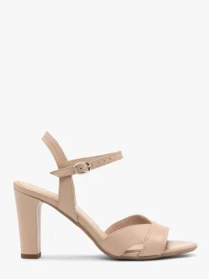 Beżowe sandały na grubej szpilce Ryłko
