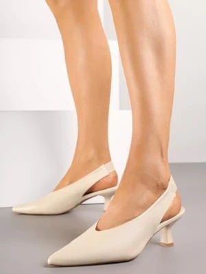 Beżowe Czółenka Sandały na Kaczuszce Vices z Odkrytą Piętą Aranire