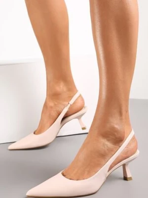 Beżowe Sandały na Obcasie Kaczuszka ze Szpiczastym Noskiem Elda ballada