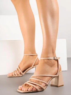 Beżowe Sandały na Obcasie z Ozdobnymi Paskami Fodilia chiara foscari