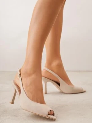 Beżowe Sandały na Szpilce z Odkrytą Piętą i Palcami Zitena givana