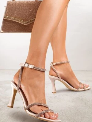 Beżowe Sandały na Szpilce ze Sprzączką i Cyrkoniami Aintha vices
