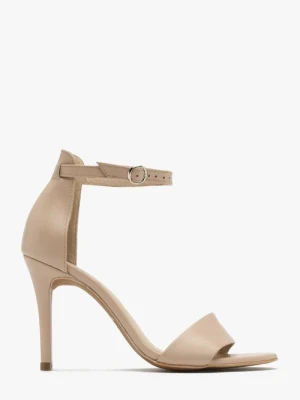 Beżowe sandały na wysokiej szpilce Ryłko