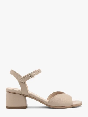 Beżowe sandały obcasie typu klocek Ryłko