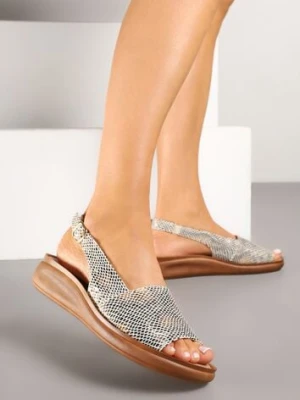 Beżowe Sandały Ozdobione Paskiem Podtrzymującym Piętę Jenavira m.daszynski