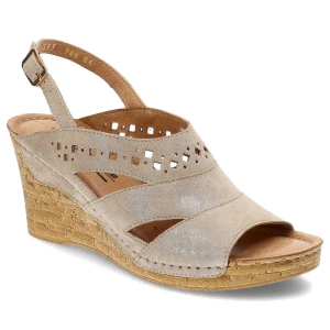 Beżowe Sandały Pollonus Eleganckie Obuwie Damskie