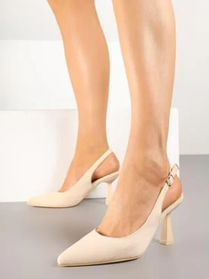 Beżowe Sandały Slingback Vices na Obcasie Typu Klepsydra Loresall