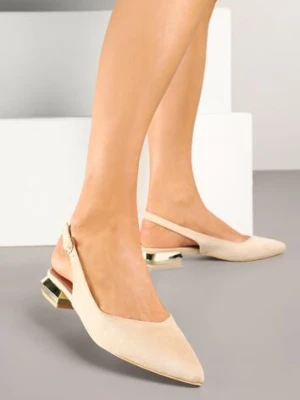 Beżowe Sandały Slingback Vices z Wkładką ze Skóry Naturalnej Galeresa