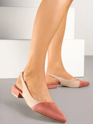 Beżowe Sandały Typu Slingback z Wkładką ze Skóry Naturalnej Galindena goodin