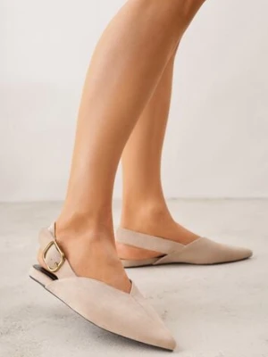 Beżowe Sandały Typu Slingback z Wyciętą Cholewką Phellilea c'm paris