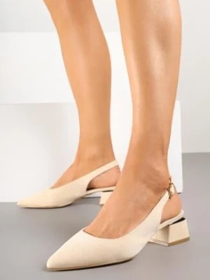 Beżowe Sandały Vices Bez Pięty ze Skórzaną Wkładką Evialiana