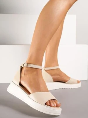 Beżowe Sandały Vices na Grubej Podeszwie Banisela