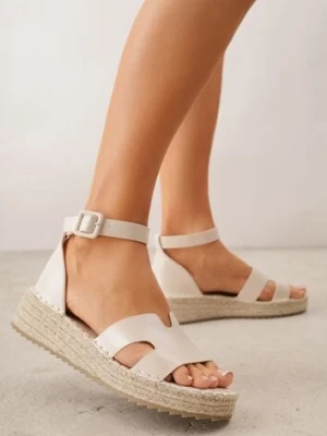 Beżowe Sandały VICES na Platformie z Plecionką i Wycięciami Helimis