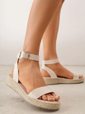 Beżowe Sandały VICES na Platformie z Plecionki z Szerokim Paskiem z Klamrą Jurelle