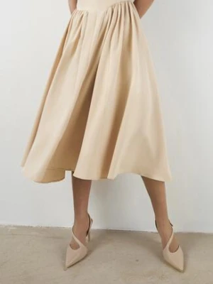 Beżowe Sandały Vices na Szpilce z Noskiem w Szpic i Skośnym Paskiem Nirare