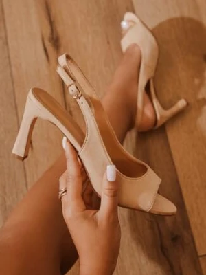 Beżowe Sandały Vices na Szpilce z Paskiem na Pięcie Nitavia