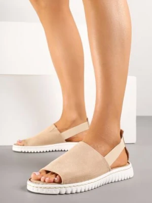 Beżowe Sandały Vices z Elastycznym Paskiem i Tłoczoną Podeszwą Folarielis