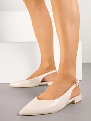 Beżowe Sandały Vices ze Skórzaną Wkładką i Noskiem w Szpic Lisellia