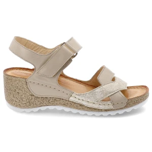 Beżowe Sandały Wasak Stylowe Obuwie Damskie Na Koturnie